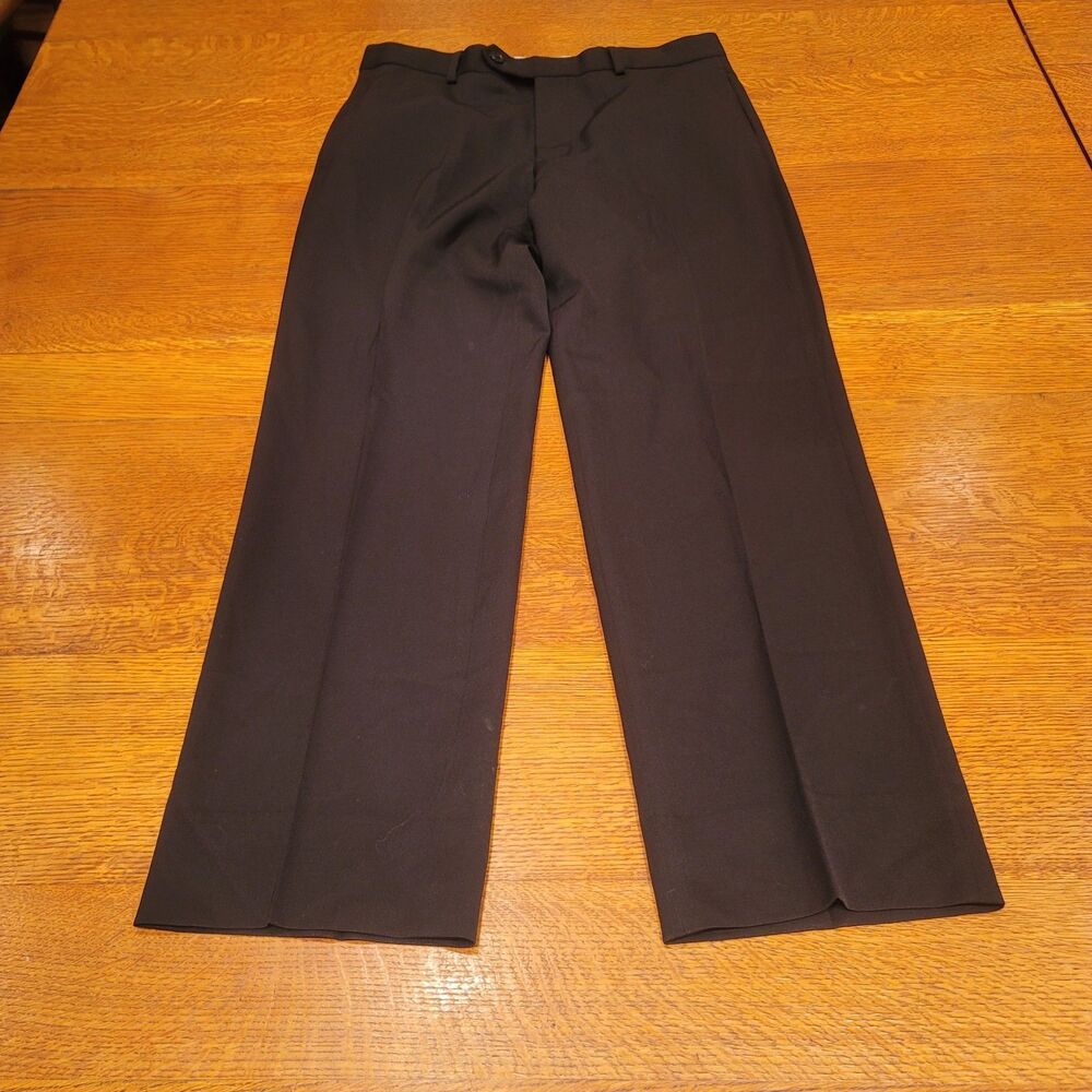 Brooks Brothers 1818 Madison 100% Wool Dress Pants Black Pleated Cuffed 33x30